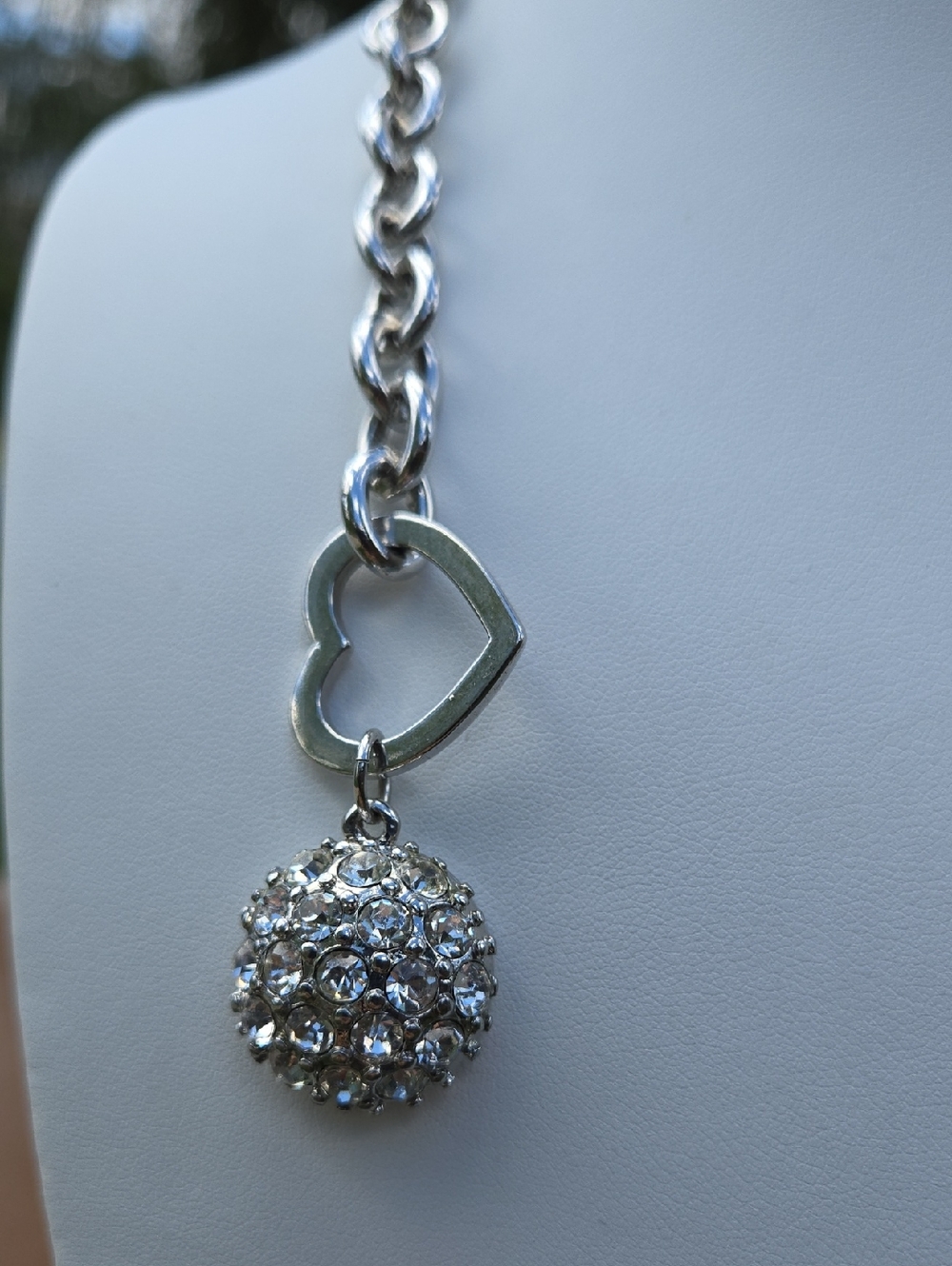 Guess Silver-Tone Crystal Ball Heart Key Toggle Necklace - Women Jewelry - Picture 10 of 16